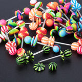 24pcs Colourful Tongue Barbell Piercing Nipple Ring Ear Cartilage Bar 14G