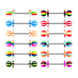 24pcs Colourful Tongue Barbell Piercing Nipple Ring Ear Cartilage Bar 14G