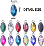 24pcs Birthstone Leaf Shape Crystal Charms for DIY Jewelry Making, 12 Colors
