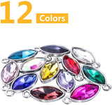 24pcs Birthstone Leaf Shape Crystal Charms for DIY Jewelry Making, 12 Colors