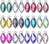 24pcs Birthstone Leaf Shape Crystal Charms for DIY Jewelry Making, 12 Colors