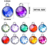 24pcs Crystal Birthstone Charms Rhinestone Beads for DIY Jewelry, 12 Colors