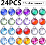 24pcs Crystal Birthstone Charms Rhinestone Beads for DIY Jewelry, 12 Colors