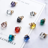 24pcs Cube Crystal Charms Rhinestone Pendants for Jewelry Making, 12 Colors