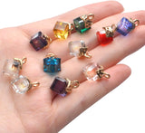 24pcs Cube Crystal Charms Rhinestone Pendants for Jewelry Making, 12 Colors