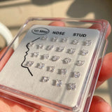 24pcs 925 Silver CZ Nose Studs Inlaid Zircon Nose Piercing Jewelry