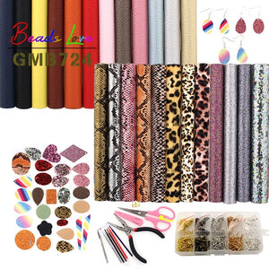 24pcs Earring Making Set Faux Leather Earrings Jewelry Supply Kit