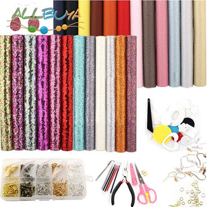 24pcs Faux Leather Sheets Earrings Making Kits Set DIY Leather Craft Supplies