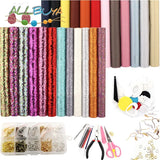 24pcs Faux Leather Sheets Earrings Making Kits Set DIY Leather Craft Supplies