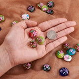 24pcs Bumpy Lampwork Beads Flat Round Flower DIY Bracelet