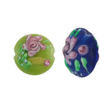 24pcs Bumpy Lampwork Beads Flat Round Flower DIY Bracelet