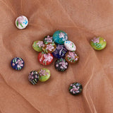 24pcs Bumpy Lampwork Beads Flat Round Flower DIY Bracelet