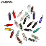 24pcs Healing Pointed Chakra Pendants Hexagonal Quartz Crystals DIY Charm Beads