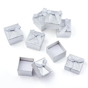 24pcs Square Silver Bowknot Ring Boxes Jewelry Display