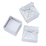 24pcs Square Silver Bowknot Ring Boxes Jewelry Display