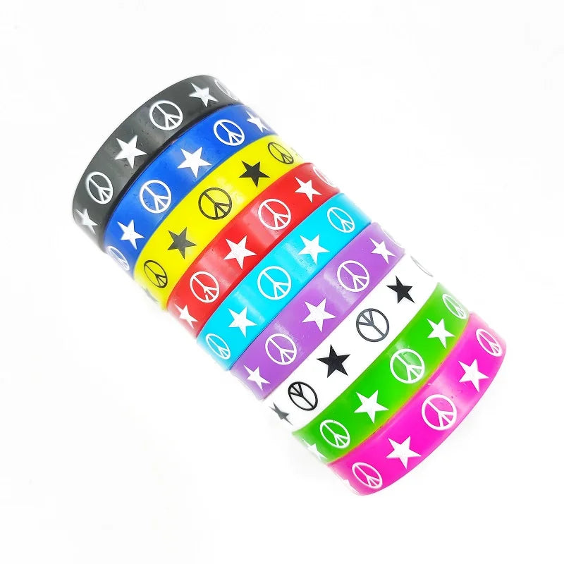 Colorful Silicone Bracelets Charm Butterfly Smile Jesus Skull Outdoor Elasticity