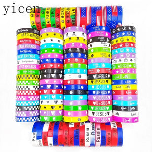 Colorful Silicone Bracelets Charm Butterfly Smile Jesus Skull Outdoor Elasticity