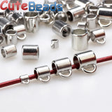 24pcs Silver Pendant Charm Clip Clasp Bail Beads 2/4/5/6mm DIY Necklace Jewe