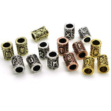 24pcs Viking Rune Bead Large Hole 6mm Hair Beads for DIY Jewelry