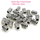24pcs Viking Rune Bead Large Hole 6mm Hair Beads for DIY Jewelry