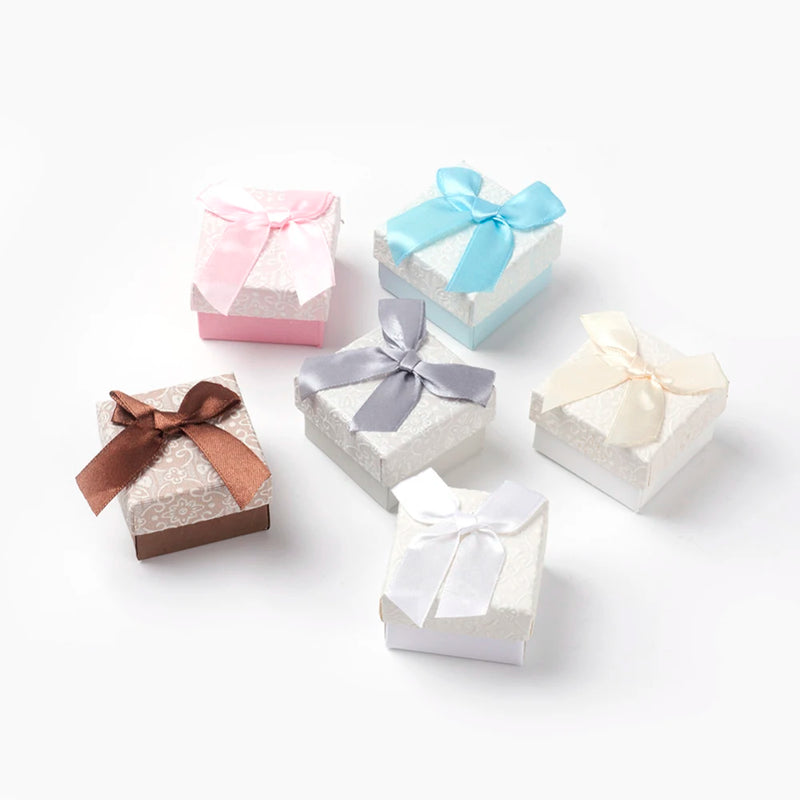 24pcs Cardboard Jewelry Packaging Display Box With Bowknot