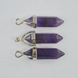 24pcs Purple Crystal Pillar Pendants & Necklaces for Jewelry Making