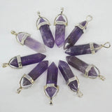 24pcs Purple Crystal Pillar Pendants & Necklaces for Jewelry Making