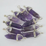 24pcs Purple Crystal Pillar Pendants & Necklaces for Jewelry Making