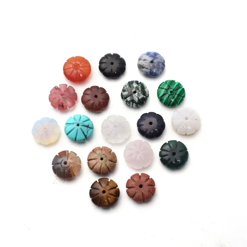 24pcs Opal Aventurine Round Flower Beads DIY Jewelry Making