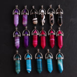 24pcs Striped Agates Healing Point Pendant Charms for Necklace