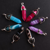 24pcs Striped Agates Healing Point Pendant Charms for Necklace