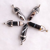 24pcs Striped Agates Healing Point Pendant Charms for Necklace