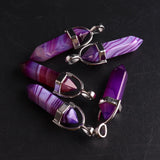 24pcs Striped Agates Healing Point Pendant Charms for Necklace