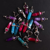 24pcs Striped Agates Healing Point Pendant Charms for Necklace