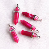 24pcs Striped Agates Healing Point Pendant Charms for Necklace