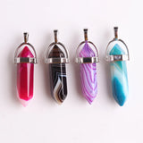 24pcs Striped Agates Healing Point Pendant Charms for Necklace
