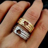 24pcs Hollow Heart Stainless Steel Wedding Ring Set
