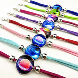 24pcs Outer Space,Star Space,Galaxy Glass Charm Bracelets