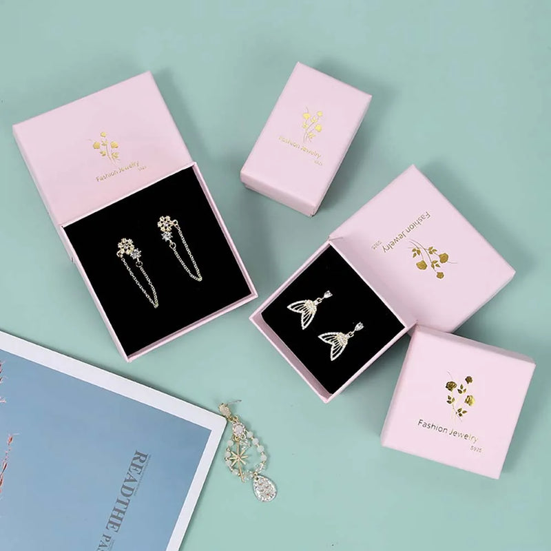 24pcs Pink Paper Jewelry Packaging Boxes Hot Roses Jewelry Gift box
