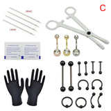24pcs Body Piercing Tool Kit Ear Nose Navel Nipple Needles Set