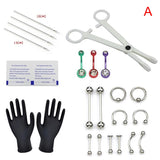 24pcs Body Piercing Tool Kit Ear Nose Navel Nipple Needles Set