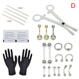 24pcs Body Piercing Tool Kit Ear Nose Navel Nipple Needles Set
