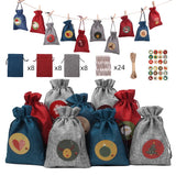 24pcs Christmas Advent Bag Calender Days Pouch DIY Numbers Bag Gift Bag Can Logo