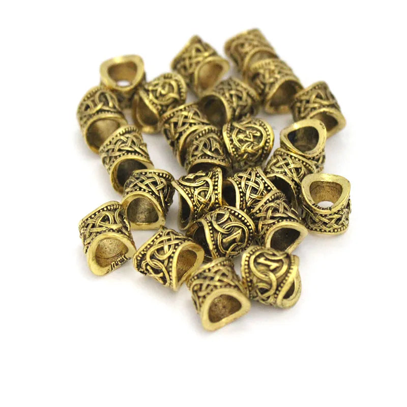 24pcs Metal Rune Viking Beads DIY Bracelet Necklace Jewelry Making Accessories