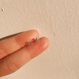 24pcs Clear Crystal 925 Sterling Silver Nose Rings Studs Body Jewelry