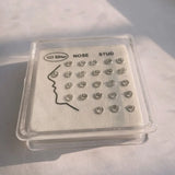 24pcs Clear Crystal 925 Sterling Silver Nose Rings Studs Body Jewelry