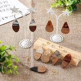 24pcs Teardrop Resin Walnut Wood Pendants for DIY Jewelry Making