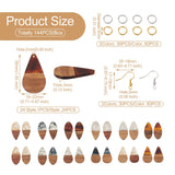 24pcs Teardrop Resin Walnut Wood Pendants for DIY Jewelry Making