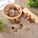24pcs Teardrop Resin Walnut Wood Pendants for DIY Jewelry Making