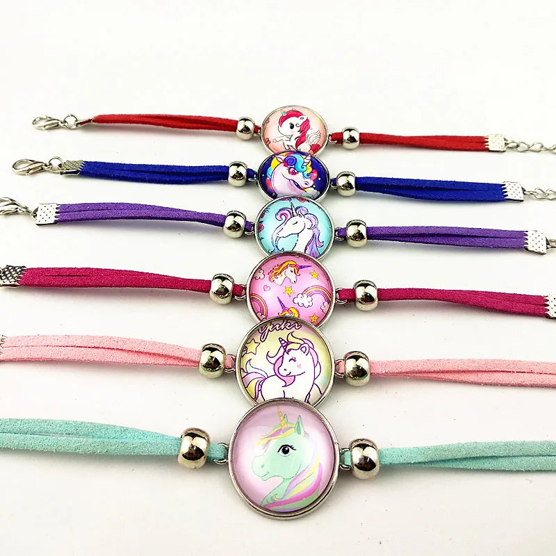 24pcs Unicorn Horse Braided Glass Bracelet for Girls Friendship Charm